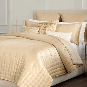 Donna Karan Home Hammered Silk Quilt + Shams, Full/Queen, Gold